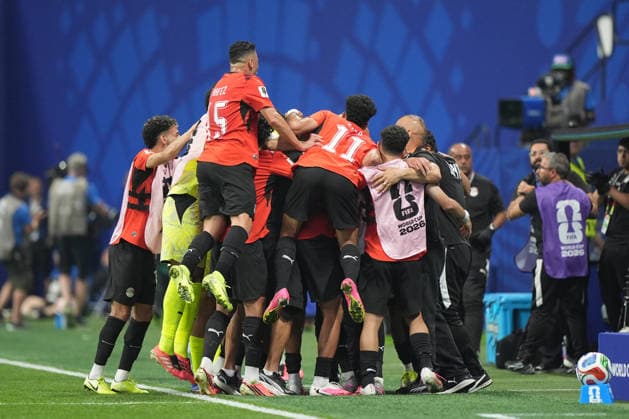 Egypt national team, Nationalteam players celebrate the goal scored by Yasser Ahmed Ibrahim during the 2026 World Cup Round of 16 match between Argentina and Egypt at Atlanta Stadium, US, 7 July 20263. Argentina vs Egypt !ACHTUNG: NUR REDAKTIONELLE NUTZUNG!  Copyright: xAlbertoxBoalx GRAF2809 20260707-55020828976_1