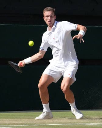 Tennis - 2026 Wimbledon Championships - Day Eight (Week Two) - All England Lawn Tennis & Croquet Club, London - Tuesday 7th July 2026 Center Court : Mens Singles : Jiri Lehecka (CZE) v Alexander Zverev (GER) Jiri Lehecka (CZE) COLORSPORT ANDREW COWIE 