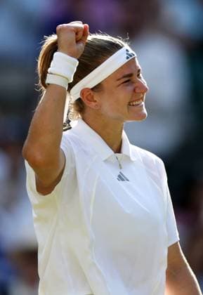 Karolina Muchova celebrates winning her quarter-final match Wimbledon Tennis Championships, Day 9, The All England Lawn Tennis and Croquet Club, London, UK - 07 Jul 2026London The All England Lawn Tennis and United Kingdom  Copyright: xKieranxMcManus Shutterstockx 16978030cm