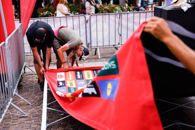 CYCLING - Oesterreich Rundfahrt 2026 GRAZ,AUSTRIA,07.JUL.26 - CYCLING - Tour of Austria, team presentation. Image shows a feature of a banner.  GEPAxpictures xJamesxDoak