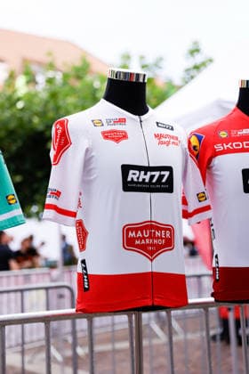 CYCLING - Oesterreich Rundfahrt 2026 GRAZ,AUSTRIA,07.JUL.26 - CYCLING - Tour of Austria, team presentation. Image shows a feature of a cycling jersey.  GEPAxpictures xJamesxDoak