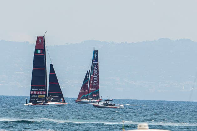 Emirates Team New Zealand and Prada Luna Rossa Test AC40s in Naples The two AC40 yachts of Emirates Team New Zealand and Prada Luna Rossa took part in a test sailing session in the Gulf of Naples ahead of the America™s Cup qualifiers scheduled for September. The training session allowed both crews to fine-tune their boats and sailing strategies while offering spectators a preview of the high-performance foiling yachts that will compete in one of the world s most prestigious sailing events. _BPH0033 Copyright: xAntonioxBalascox
