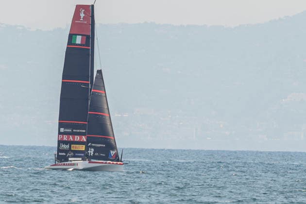 Emirates Team New Zealand and Prada Luna Rossa Test AC40s in Naples The two AC40 yachts of Emirates Team New Zealand and Prada Luna Rossa took part in a test sailing session in the Gulf of Naples ahead of the America™s Cup qualifiers scheduled for September. The training session allowed both crews to fine-tune their boats and sailing strategies while offering spectators a preview of the high-performance foiling yachts that will compete in one of the world s most prestigious sailing events. _BPH0108 Copyright: xAntonioxBalascox