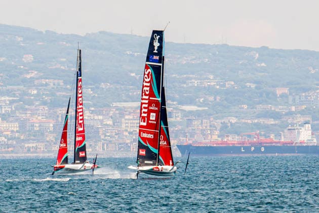 Emirates Team New Zealand and Prada Luna Rossa Test AC40s in Naples The two AC40 yachts of Emirates Team New Zealand and Prada Luna Rossa took part in a test sailing session in the Gulf of Naples ahead of the America™s Cup qualifiers scheduled for September. The training session allowed both crews to fine-tune their boats and sailing strategies while offering spectators a preview of the high-performance foiling yachts that will compete in one of the world s most prestigious sailing events. _BPH0393 Copyright: xAntonioxBalascox