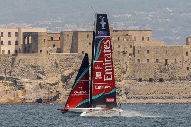 Emirates Team New Zealand and Prada Luna Rossa Test AC40s in Naples The two AC40 yachts of Emirates Team New Zealand and Prada Luna Rossa took part in a test sailing session in the Gulf of Naples ahead of the America™s Cup qualifiers scheduled for September. The training session allowed both crews to fine-tune their boats and sailing strategies while offering spectators a preview of the high-performance foiling yachts that will compete in one of the world s most prestigious sailing events. _BPH0424 Copyright: xAntonioxBalascox