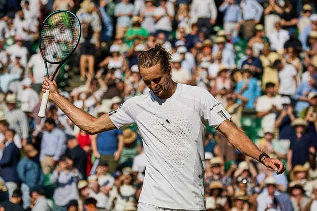 July 7, 2026, London, London, Great Britain: celebrates the win of the match during The Championships Wimbledon , 7.7.2026 in London (All England Lawn Tennis and Croquet Club), Great Britain Tennis 2026: Grand Slam: The Championships Wimbledon: 9th Day: 4th Round: ZVEREV 6:4 7:5 3:6 7:6 LEHECHKA  - ZUMAs343 20260707_zsp_s343_085 Copyright: xMathiasxSchulzx