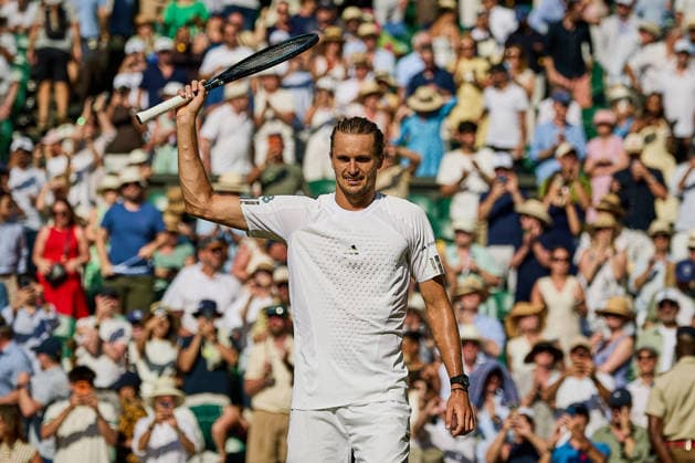 July 7, 2026, London, London, Great Britain: celebrates the win of the match during The Championships Wimbledon , 7.7.2026 in London (All England Lawn Tennis and Croquet Club), Great Britain Tennis 2026: Grand Slam: The Championships Wimbledon: 9th Day: 4th Round: ZVEREV 6:4 7:5 3:6 7:6 LEHECHKA  - ZUMAs343 20260707_zsp_s343_091 Copyright: xMathiasxSchulzx