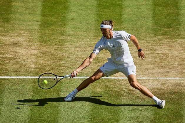 July 7, 2026, London, London, Great Britain: returns with forehand during The Championships Wimbledon , 7.7.2026 in London (All England Lawn Tennis and Croquet Club), Great Britain Tennis 2026: Grand Slam: The Championships Wimbledon: 9th Day: 4th Round: ZVEREV 6:4 7:5 3:6 7:6 LEHECHKA  - ZUMAs343 20260707_zsp_s343_096 Copyright: xMathiasxSchulzx