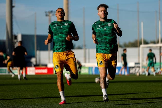UEFA Champions League First Qualifying Round First Leg, Centenary Stadium, Attard, Malta 7 7 2026 Floriana vs Shamrock Rovers Shamrock Rovers Graham Burke and Jack Byrne during the warm up Graham Burke and Jack Byrne during the warm up 7 7 2026  Copyright: xDARRINxZAMMITxLUPIx __DZ1620