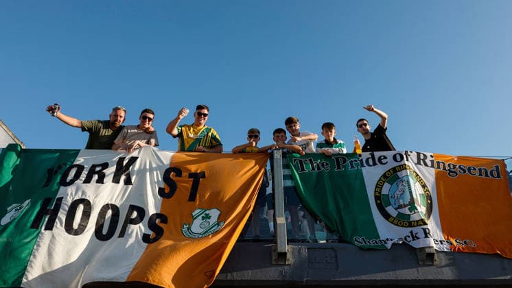 UEFA Champions League First Qualifying Round First Leg, Centenary Stadium, Attard, Malta 7 7 2026 Floriana vs Shamrock Rovers A view of travelling Shamrock Rovers fans A view of travelling Shamrock Rovers fans 7 7 2026  Copyright: xDARRINxZAMMITxLUPIx __ZL4208