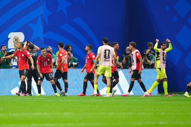 Argentina v Egypt - FIFA World Cup, WM, Weltmeisterschaft, Fussball 2026 - Round of 16 ATLANTA, USA - JULY 07: Players of Egypt celebrate after a goal, which was disallowed by the VAR, during the 2026 FIFA World Cup Round of 16 match between Argentina and Egypt at Mercedes-Benz Stadium (Atlanta Stadium) in Atlanta, Georgia, United States on July 07, 2026. Evrim Aydin Anadolu Georgia United States. Editorial use only. Please get in touch for any other usage.  Copyright: x2026xAnadoluxEvrimxAydinx
