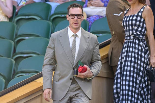 Wimbledon Tennis Championships 2026 - Day 9 LONDON, UNITED KINGDOM - JULY 7: Benedict Cumberbatch and Sophie Hunter watch centre court tennis during day nine of the 2026 Wimbledon Tennis Championships at The All England Lawn Tennis and Croquet Club in Wimbledon on July 7, 2026, in London, United Kingdom Ray Tang Anadolu London United Kingdom. Editorial use only. Please get in touch for any other usage.  Copyright: x2026xAnadoluxRayxTangx
