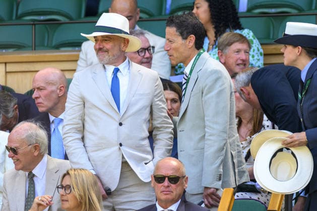 Wimbledon Tennis Championships 2026 - Day 9 LONDON, UNITED KINGDOM - JULY 7: American billionaire entrepreneur Brad Keywell and President of TKO Group Holdings Mark Shapiro watche centre court tennis during day nine of the 2026 Wimbledon Tennis Championships at The All England Lawn Tennis and Croquet Club in Wimbledon on July 07, 2026, in London, United Kingdom. Ray Tang Anadolu London United Kingdom. Editorial use only. Please get in touch for any other usage.  Copyright: x2026xAnadoluxRayxTangx