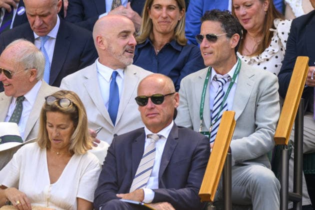 Wimbledon Tennis Championships 2026 - Day 9 LONDON, UNITED KINGDOM - JULY 7: American billionaire entrepreneur Brad Keywell and President of TKO Group Holdings Mark Shapiro watche centre court tennis during day nine of the 2026 Wimbledon Tennis Championships at The All England Lawn Tennis and Croquet Club in Wimbledon on July 07, 2026, in London, United Kingdom. Ray Tang Anadolu London United Kingdom. Editorial use only. Please get in touch for any other usage.  Copyright: x2026xAnadoluxRayxTangx