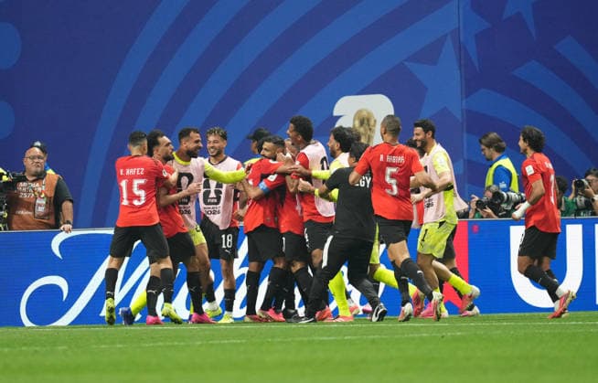 Mostafa Zico (Egypt) scores and celebrates his teams second goal during Argentina and Egypt, Round of 16 FIFA World Cup, WM, Weltmeisterschaft, Fussball 2026, Atlanta Stadium, Atlanta, United States on July 7, 2026. Thor Wegner DeFodi Images. (Photo by DeFodi Images) - *** Mostafa Zico of Egypt scores and celebrates his team s second goal during the Round of 16 match between Argentina and Egypt at the 2026 FIFA World Cup at Atlanta Stadium in Atlanta, United States, on July 7, 2026. Thor Wegner, DeFodi Images. Photo by DeFodi Images