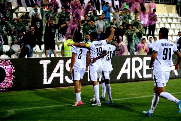 RECORD DATE NOT STATED UEFA Champions League - First qualifying round 1st leg: FC Ararat-Armenia v Riga FC Karen Muradyan, Hugo Oliveira and Alwyn Tera during the UEFA Champions League - First qualifying round 1st leg match between FC Ararat-Armenia and Riga FC at Abovyan City Stadium in Abovyan, Armenia on July 7, 2026