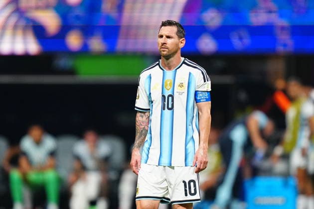 Argentina v Egypt - FIFA World Cup, WM, Weltmeisterschaft, Fussball 2026 - Round of 16 ATLANTA, USA - JULY 07: Lionel Messi of Argentina reacts during the 2026 FIFA World Cup Round of 16 match between Argentina and Egypt at Mercedes-Benz Stadium (Atlanta Stadium) in Atlanta, Georgia, United States on July 07, 2026. Evrim Aydin Anadolu Georgia United States. Editorial use only. Please get in touch for any other usage.  Copyright: x2026xAnadoluxEvrimxAydinx