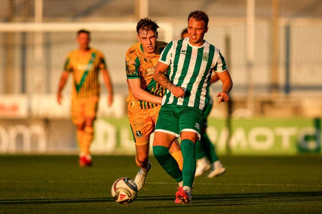 UEFA Champions League First Qualifying Round First Leg, Centenary Stadium, Attard, Malta 7 7 2026 Floriana vs Shamrock Rovers Shamrock Rovers Matt Healy in action with Floriana™s Robert MuriÄ‡ Matt Healy in actino with Robert MuriÄ‡ 7 7 2026  Copyright: xDARRINxZAMMITxLUPIx __ZL4580