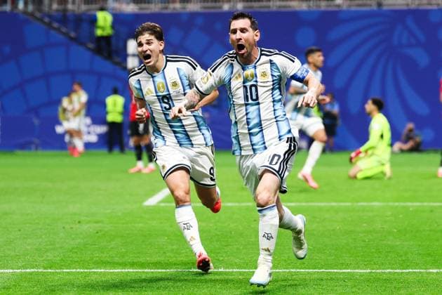 RECORD DATE NOT STATED FIFA World Cup, WM, Weltmeisterschaft, Fussball 2026 - Round of 16 - Argentina v Egypt Lionel Messi player of Argentina celebrates his goal during the Round of 16 match between Argentina and Egypt at the FIFA World Cup, at Atlanta Stadium, in Georgia, United States, on Tuesday, July 07, 2026.(Foto: William Volcov Brazil Photo Press IMAGO) Sports Atlanta GA United States Copyright: xWILLIAMxVOLCOVx