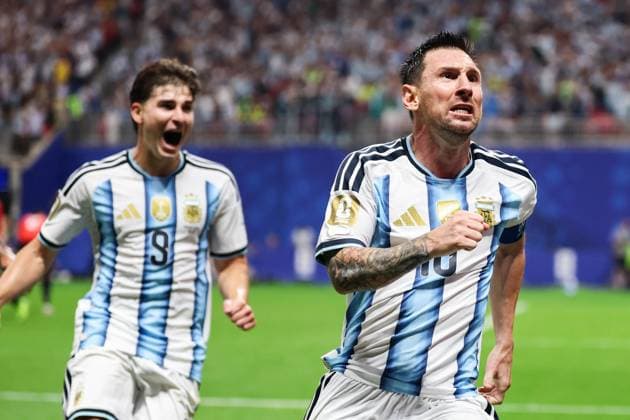 RECORD DATE NOT STATED FIFA World Cup, WM, Weltmeisterschaft, Fussball 2026 - Round of 16 - Argentina v Egypt Lionel Messi player of Argentina celebrates his goal during the Round of 16 match between Argentina and Egypt at the FIFA World Cup, at Atlanta Stadium, in Georgia, United States, on Tuesday, July 07, 2026.(Foto: William Volcov Brazil Photo Press IMAGO) Sports Atlanta GA United States Copyright: xWILLIAMxVOLCOVx