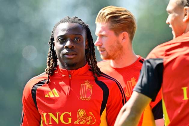 Belgian national football team - FIFA World Cup, WM, Weltmeisterschaft, Fussball 2026 - media activities 07 07 2026 RENTON, UNITED STATES OF AMERICA - JULY 07 : Doku Jeremy forward of Belgium and De Bruyne Kevin forward of Belgium pictured during a training session of the Belgian national football team during the FIFA World Cup 2026 on July 7, 2026 in Renton, United States of America, 07 07 2026 Renton United States of America  Copyright: xJanxDexMeuleneirx