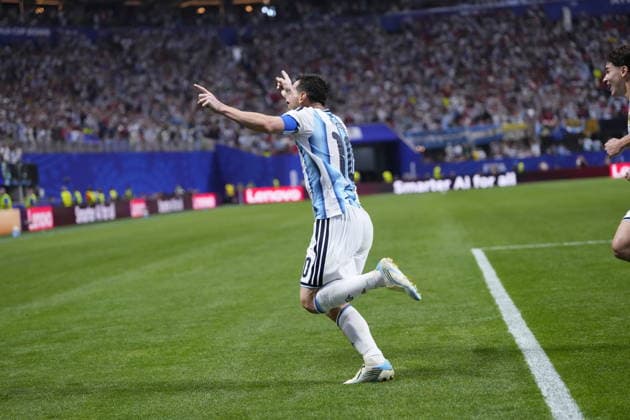 Argentina v Egypt - FIFA World Cup, WM, Weltmeisterschaft, Fussball 2026 - Round of 16 ATLANTA, USA - JULY 07: Lionel Messi of Argentina celebrates after scoring his team s second goal during the 2026 FIFA World Cup Round of 16 match between Argentina and Egypt at Mercedes-Benz Stadium (Atlanta Stadium) in Atlanta, Georgia, United States on July 07, 2026. Jose Hernandez Anadolu Georgia United States. Editorial use only. Please get in touch for any other usage.  Copyright: x2026xAnadoluxJosexHernandezx
