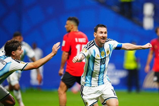 Argentina v Egypt - FIFA World Cup, WM, Weltmeisterschaft, Fussball 2026 - Round of 16 ATLANTA, USA - JULY 07: Lionel Messi of Argentina celebrates after scoring a goal during the 2026 FIFA World Cup Round of 16 match between Argentina and Egypt at Mercedes-Benz Stadium (Atlanta Stadium) in Atlanta, Georgia, United States on July 07, 2026. Evrim Aydin Anadolu Georgia United States. Editorial use only. Please get in touch for any other usage.  Copyright: x2026xAnadoluxEvrimxAydinx