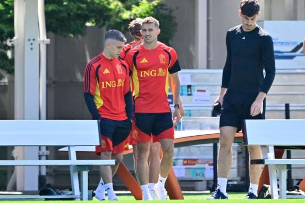 Belgian national football team - FIFA World Cup, WM, Weltmeisterschaft, Fussball 2026 - media activities 07 07 2026 RENTON, UNITED STATES OF AMERICA - JULY 07 : Castagne Timothy defender of Belgium and Trossard Leandro forward of Belgium pictured during a training session of the Belgian national football team during the FIFA World Cup 2026 on July 7, 2026 in Renton, United States of America, 07 07 2026 Renton United States of America  Copyright: xJanxDexMeuleneirx