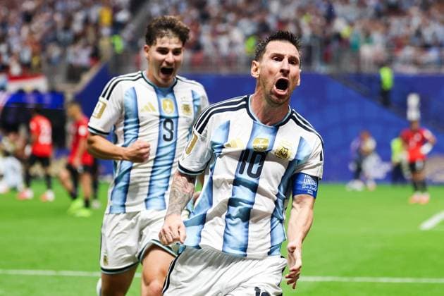 RECORD DATE NOT STATED FIFA World Cup, WM, Weltmeisterschaft, Fussball 2026 - Round of 16 - Argentina v Egypt Lionel Messi player of Argentina celebrates his goal during the Round of 16 match between Argentina and Egypt at the FIFA World Cup, at Atlanta Stadium, in Georgia, United States, on Tuesday, July 07, 2026.(Foto: William Volcov Brazil Photo Press IMAGO) Sports Atlanta GA United States Copyright: xWILLIAMxVOLCOVx