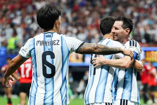 RECORD DATE NOT STATED FIFA World Cup, WM, Weltmeisterschaft, Fussball 2026 - Round of 16 - Argentina v Egypt Lionel Messi player of Argentina celebrates his goal during the Round of 16 match between Argentina and Egypt at the FIFA World Cup, at Atlanta Stadium, in Georgia, United States, on Tuesday, July 07, 2026.(Foto: William Volcov Brazil Photo Press IMAGO) Sports Atlanta GA United States Copyright: xWILLIAMxVOLCOVx