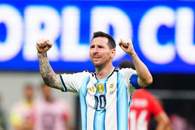 Argentina v Egypt - FIFA World Cup, WM, Weltmeisterschaft, Fussball 2026 - Round of 16 ATLANTA, USA - JULY 07: Lionel Messi (10) of Argentina celebrates after the 2026 FIFA World Cup Round of 16 match between Argentina and Egypt at Mercedes-Benz Stadium (Atlanta Stadium) in Atlanta, Georgia, United States on July 07, 2026. Evrim Aydin Anadolu Georgia United States. Editorial use only. Please get in touch for any other usage.  Copyright: x2026xAnadoluxEvrimxAydinx