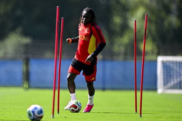 Belgium s Jeremy Doku pictured during a training session of Belgian national soccer team Red Devils, on Tuesday 07 July 2026 in their base camp, home of the Seattle Sounders, Renton, Seattle, USA. The Rode Duivels - Diables Rouges qualified for the knockout stage of the 2026 FIFA World Cup, WM, Weltmeisterschaft, Fussball where they ll meet Spain in the round of 8 on July 10th. DIRKxWAEM  x180666872x