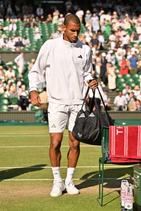 Wimbledon Tennis Championships 2026 - Day 9 LONDON, UNITED KINGDOM - JULY 7: Felix Auger-Aliassime of Canada is seen during in the men s singles quarter-finals round match against Novak Djokovic (not seen) of Serbia during day 9 of The Wimbledon Tennis Championships at All England Lawn Tennis and Croquet Club on July 07, 2026 in London, United Kingdom. Ray Tang Anadolu London United Kingdom. Editorial use only. Please get in touch for any other usage.  Copyright: x2026xAnadoluxRayxTangx