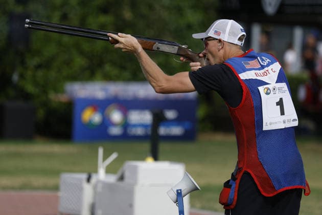 OTHER - Shooting - ISSF World Cup Shotgun Photo by IPA ABACAPRESS.COM86479389 - Elliott Christian of the United States shoots during the third day of the ISSF World Cup Shotgun competition at the Concaverde Shooting Range on July 7, 2026, in Lonato del Garda, Italy. Lonato del Garda Italy  Copyright: xIPAxSport ABACAx
