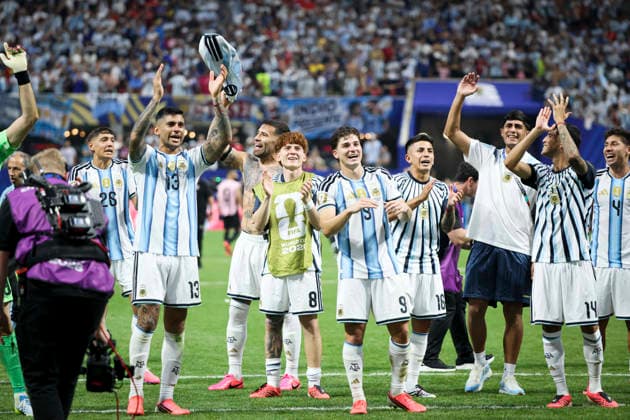 FOOTBALL : Argentina vs Egypt FIFA World Cup, WM, Weltmeisterschaft, Fussball 2026. Atlanta Stadium (Mercedes-Benz Stadium), Atlanta, Georgia, United States. 07 07 2026. cÃ lÃ bration de l Ã quipe de Argentine avec ses supporters  Copyright: xx