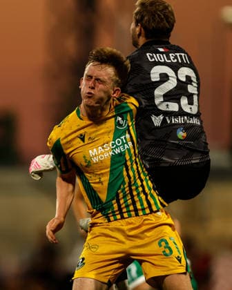 UEFA Champions League First Qualifying Round First Leg, Centenary Stadium, Attard, Malta 7 7 2026 Floriana vs Shamrock Rovers Shamrock Rovers Michael Noonan fouls Floriana™s Guilherme Cioletti Michael Noonan fouls Floriana™s Guilherme Cioletti 7 7 2026  Copyright: xDARRINxZAMMITxLUPIx __ZL5073