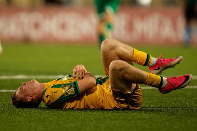 UEFA Champions League First Qualifying Round First Leg, Centenary Stadium, Attard, Malta 7 7 2026 Floriana vs Shamrock Rovers Shamrock Rovers Michael Noonan down injured Michael Noonan down injured 7 7 2026  Copyright: xDARRINxZAMMITxLUPIx __ZL5089