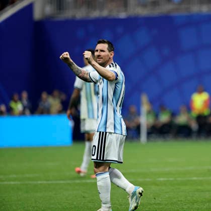 07.07.2026, Fussball Weltmeisterschaft 2026 in den USA, Achtelfinale, Argentinien - Ägypten, im Mercedes-Benz Stadium (Atlanta, GA), Lionel Messi (Argentinien) Torjubel ***FIFA regulations prohibit any use of photographs as image sequences and or quasi-video. EDITORIAL USE ONLY*** *** July 7, 2026, 2026 FIFA World Cup in the U.S., Round of 16, Argentina vs. Egypt, at Mercedes-Benz Stadium in Atlanta, GA; Lionel Messi celebrates Argentina’s goal ***FIFA regulations prohibit any use of photographs as image sequences and or quasi-video. EDITORIAL USE ONLY***