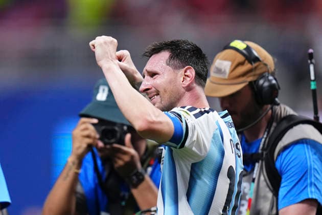 July 7, 2026, Atlanta, Georgia, United States: Lionel Messi of Argentina celebrates the victory in tears during the FIFA World Cup, WM, Weltmeisterschaft, Fussball 2026 Round of 16 match between Argentina and Egypt at Atlanta Stadium on July 07, 2026 in Atlanta, Georgia. Argentina V Egypt: Round Of 16 - FIFA World Cup 2026  - ZUMAa181 20260707_zaa_a181_074 Copyright: xJosexBretonx