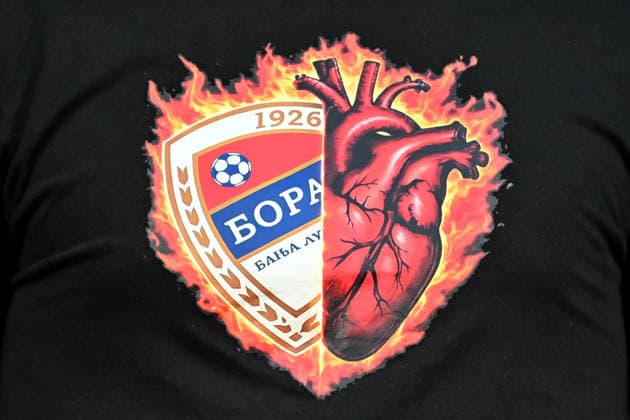 BANJA LUKA, BOSNIA AND HERZEGOVINA - JULY 07: Borac fans t.shirt before the UEFA Champions League QR-1 first match between Borac Banja Luka (BIH) and Levski Sofia (BUL) at Gradski Stadion Banja Lukal, Banja Luka on July 07, 2026 in Banja Luka, BIH. (Photo by Igor Kupljenik Sports Press Photo).  Copyright: xIgorxKupljenikx xSPPx Sportspressphoto_SPR186896