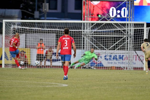 BANJA LUKA, BOSNIA AND HERZEGOVINA - JULY 07: Luka Juricic of Borac Banja Luka (L) in action and penalty score during the UEFA Champions League QR-1 first match between Borac Banja Luka (BIH) and Levski Sofia (BUL) at Gradski Stadion Banja Lukal, Banja Luka on July 07, 2026 in Banja Luka, BIH. (Photo by Igor Kupljenik Sports Press Photo).  Copyright: xIgorxKupljenikx xSPPx Sportspressphoto_SPR186930