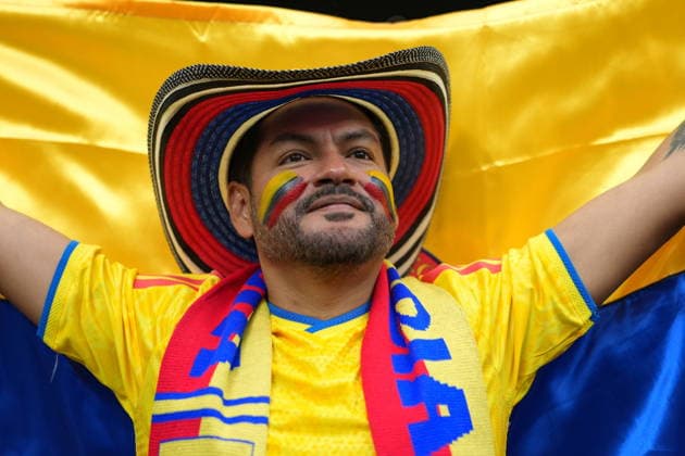 FIFA World Cup, WM, Weltmeisterschaft, Fussball 2026 - Round of 16 - Switzerland vs Colombia A supporter of Colombia cheers ahead of the FIFA World Cup 2026 Round of 16 match Switzerland against Colombia, in Vancouver, Canada, 07 July 2026. VANCOUVER Canada  Copyright: xBOBxFRIDx