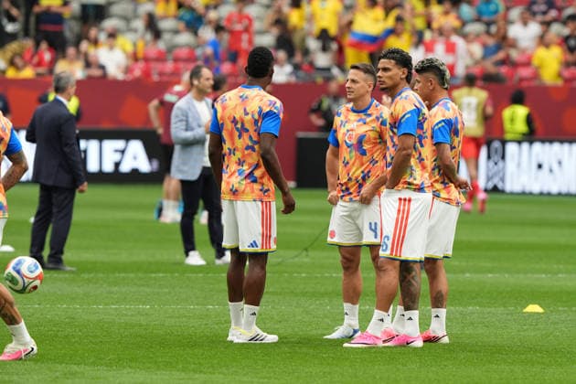 Colombian players warm up before a Round of 16 match at the 2026 FIFA World Cup, WM, Weltmeisterschaft, Fussball between Switzerland and Colombia at BC Place Stadium in Vancouver, Canada, 07 July 2026. FIFA World Cup 2026 - Round of 16 - Switzerland vs Colombia !ACHTUNG: NUR REDAKTIONELLE NUTZUNG!  Copyright: xOmarxAlonsox AMDEP8454 20260707-55020830560_1