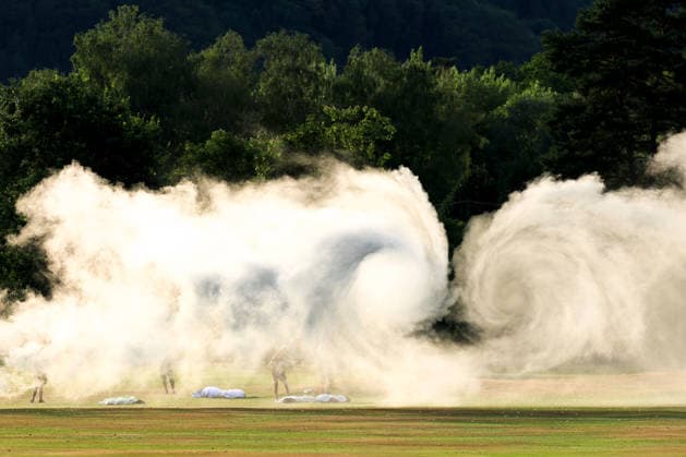 SOCCER - BL, Sturm, jersey presentation FROHNLEITEN,AUSTRIA,07.JUL.26 - SOCCER - ADMIRAL Bundesliga, SK Sturm Graz, jersey presentation. Image shows a featur with smoke.  GEPAxpictures xMarioxBuehner-Weinrauch
