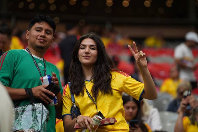 Colombia v Switzerland Round of 16 - FIFA Worl Cup 2026 A Colombian female fan supports her national team, Nationalteam during the FIFA World Cup, WM, Weltmeisterschaft, Fussball 2026 Round of 16 match between Colombia and Switzerland at BC Place Stadium. on July 7, 2026, in Vancouver, Canada. (Photo by Leonardo Ramirez Eyepix Group) Copyright: xLeonardoxRamirez xEyepixxGroupx LR07072026-03323
