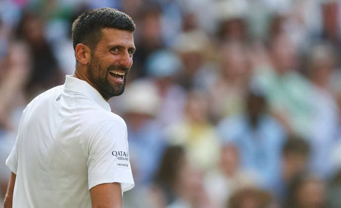 Novak Djokovic smiles during his quarter final match vs Felix Auger Aliassime Wimbledon Tennis Championships, Day 9, The All England Lawn Tennis and Croquet Club, London, UK - 07 Jul 2026London The All England Lawn Tennis and United Kingdom  Copyright: xKieranxMcManus Shutterstockx 16978030fb