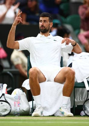 Novak Djokovic gestures towards his box during his quarter-final match Wimbledon Tennis Championships, Day 9, The All England Lawn Tennis and Croquet Club, London, UK - 07 Jul 2026London The All England Lawn Tennis and United Kingdom  Copyright: xJamesxMarsh Shutterstockx 16978027et