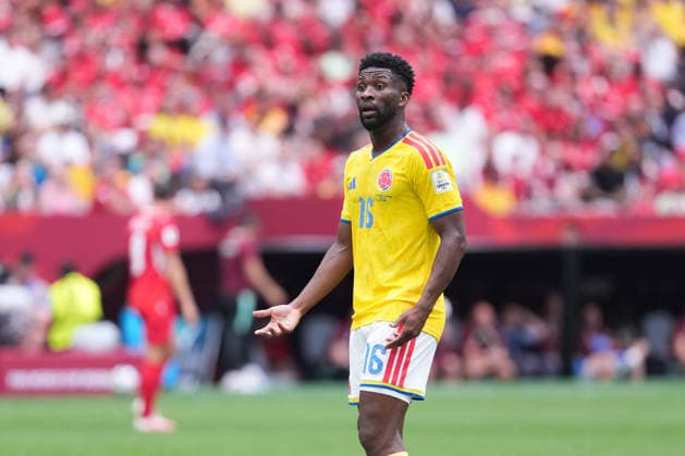Jefferson Lerma of Colombia gestures during a FIFA Men’s World Cup 2026 round of 16 football match between Switzerland and Colombia at BC Place Vancouver, in Vancouver on July 07th 2026 (Photo by Alexandra Fechete SPP)  Copyright: xAlexandraxFechete SPPx Sportspressphoto_SPR187078