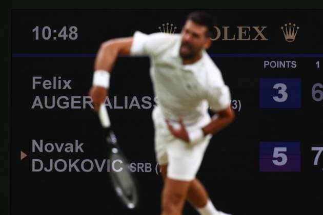 10:48pm, twelve minutes before cut-off time for Novak Djokovic Wimbledon Tennis Championships, Day 9, The All England Lawn Tennis and Croquet Club, London, UK - 07 Jul 2026London The All England Lawn Tennis and United Kingdom  Copyright: xJamesxMarsh Shutterstockx 16978027ga