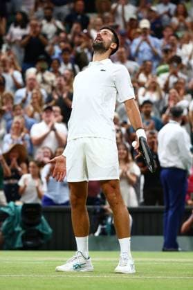 Novak Djokovic celebrates winning his quarter-final match Wimbledon Tennis Championships, Day 9, The All England Lawn Tennis and Croquet Club, London, UK - 07 Jul 2026London The All England Lawn Tennis and United Kingdom  Copyright: xJamesxMarsh Shutterstockx 16978027gi